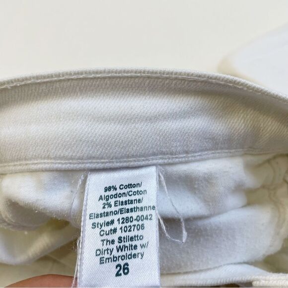 Current/Elliott The  Stiletto in Dirty White with Embroidery Sz 26 - Picture 11 of 16